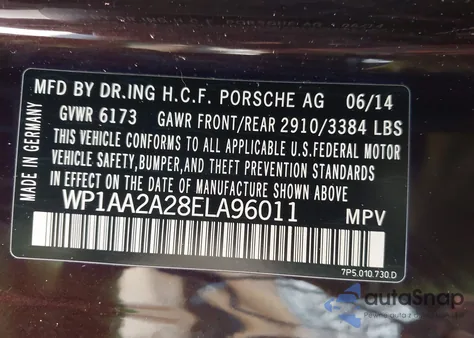 2014 Porsche Cayenne Platinum Edition из США, поврежденный, VIN WP1AA2A28ELA96011